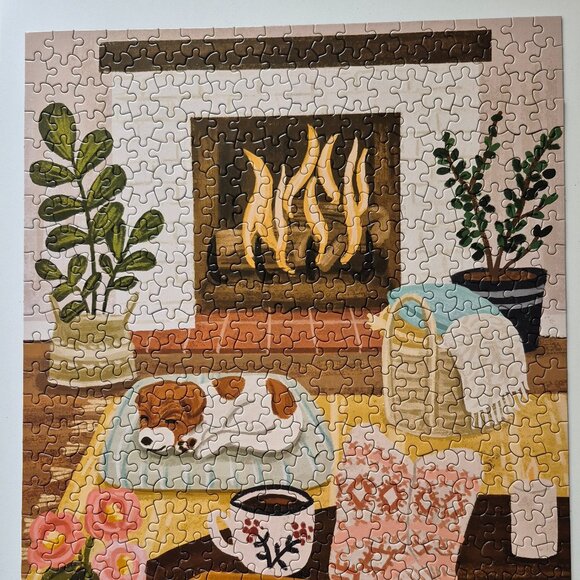 500 Piece "Cozy Fireplace" Jigsaw Puzzle With Candle - Picture 2 of 5